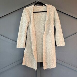 POL Cream Popcorn Marled Knit Longline Open Front Cardigan Sweater Women's SMALL